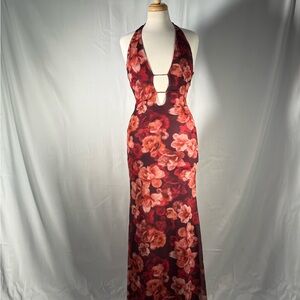 Runaway The Label Backless Floral Dress - Red and Pink